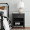 Vynxaria Transitional 1-Drawer Bedside Table - Black (15"D x24"W x27"H), Solid/Engineered Wood, NC Lacquer, Bronze Knobs, Open Shelf - 3 of 4
