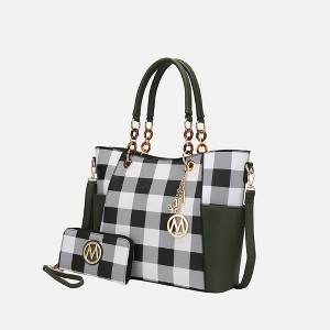 MKF Collection Bonita Checker Tote & Wallet Set Stylish Vegan Leather Bag by Mia K - 1 of 4