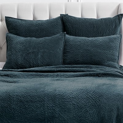 Vela Ink Blue Cotton Velvet Standard Sham