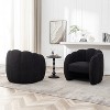 SEYNAR Modern Teddy Upholstered Accent Pumpkin Chair with Openwork Design Set of 2 - 4 of 4