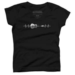 Girl's Design By Humans Nature Guitar Heart Beat By Maryedenoa T-Shirt - 1 of 2