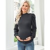 Maternity Shirts Side Button and Ruched Maternity Tunic Tops Casual Puff Long Sleeve Pregnancy Blouse Top Maternity Clothes-style2burgundy XXL - 2 of 2