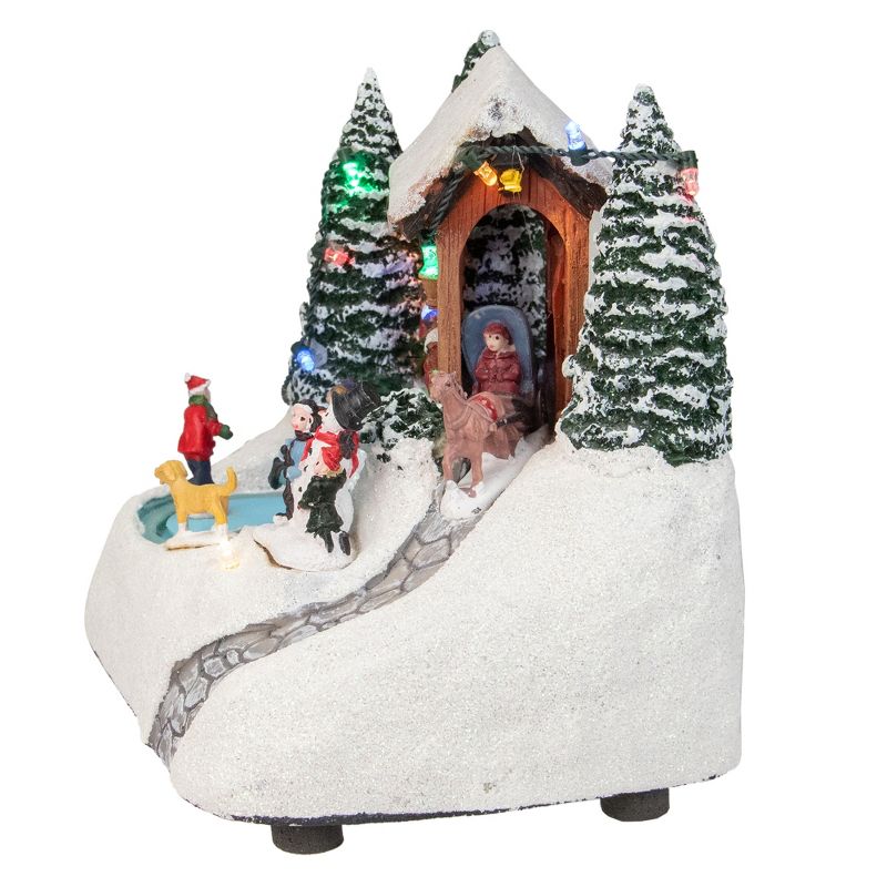 Northlight 7.5" White Lighted LED Musical Christmas Ice Skating Village Tabletop Decor, 4 of 7