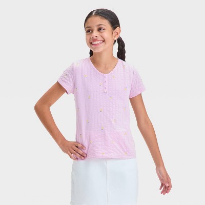 Girls' Short Sleeve Pointelle 'Lemons' T-Shirt - Cat & Jack™ Light Purple