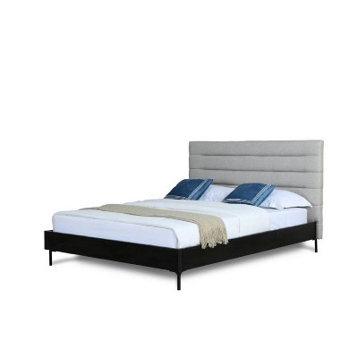 Full Schwamm Upholstered Bed Light Gray Manhattan Comfort Target