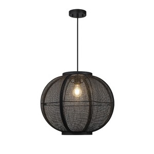 LLHZSY 19 7/10" Black Hemp Rope Pendant Chandelier, 1-Lihgt Lantern Fixture for Dining Room, Kitchen, or Foyer - 1 of 4