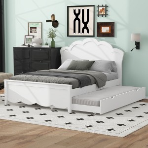 NicBex Twin Size Modern Wood Platform Bed with Headboard and Pull-Out Trundle, Space-Saving Storage Bed Frame for Bedroom - 1 of 4