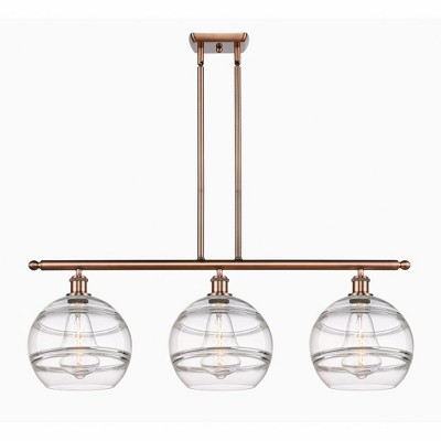Rochester - 3 Light Stem Hung Island In Industrial Style-12.13 Inches Tall and 36.5 Inches Wide