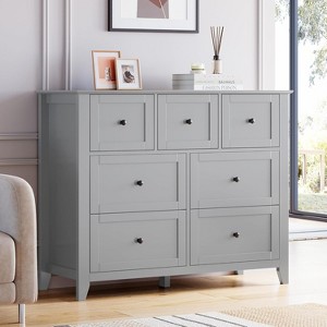 7-Drawer Farmhouse Dresser with Deep Storage and Gold Handles, Tall Organizer for Bedroom, Living Room and Closet, Easy Assembly Space Saving - 1 of 4