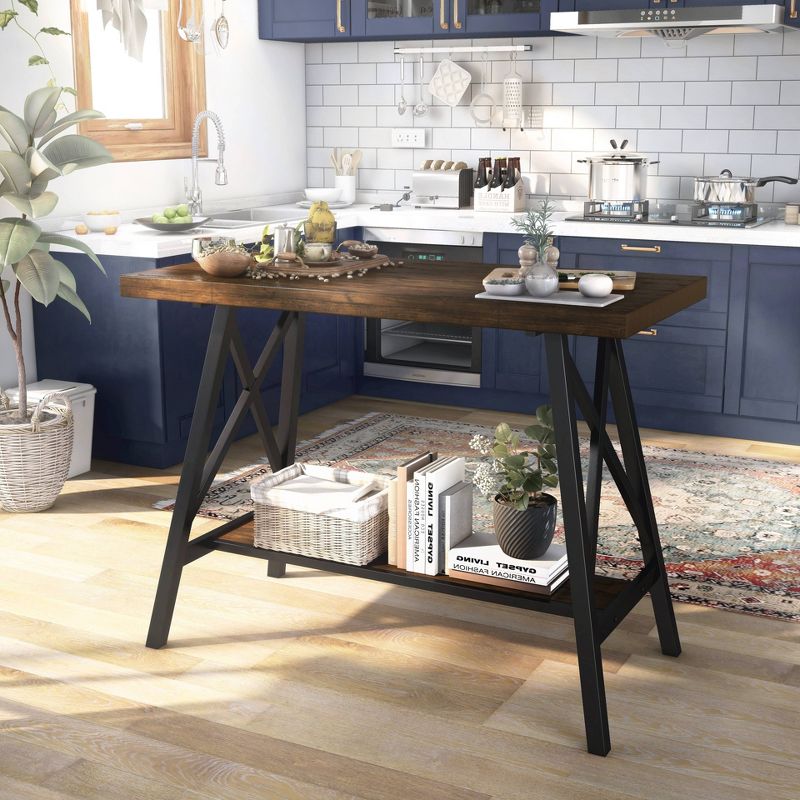 47&#34; Brenter Counter Height Table Weathered Medium Oak/Black - HOMES: Inside + Out, 3 of 6