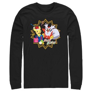Men's Pokemon Christmas Pikachu and Delibird Happy Holidays Long Sleeve Shirt - 1 of 4