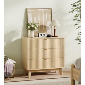 3 Drawer Dressers, Modern Fluted Closet Dressers Chest of Drawers, Wood Storage Dresser Chest of Drawers Organizer - 1 of 4