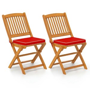 Resenkos Patio Dining Chairs, Patio Kitchen Chairs,Outdoor Folding Chairs with Seat Cushions Set of 2-Red - 1 of 4