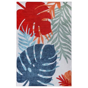 Modern Oversized Tropical Leaves Coastal Indoor Outdoor Area Rug by Blue Nile Mills - 1 of 4