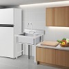 Stainless Steel Freestanding Utility Sink, Single Bowl with Backsplash,Commercial Prep for Kitchen, Garage, Laundry - 2 of 4