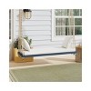 Twin Size Acacia Wood Porch Swing Chair with Cushion & Pillows, 400lbs Capacity, 63" Wide, 6 Ropes - Coolbibila - 2 of 4