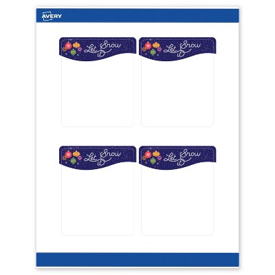 Avery Labels, 4" x 3-1/3", Silver-Snowflakes, Matte, 40ct