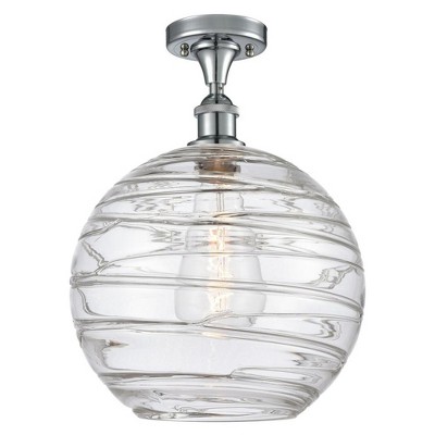 Athens Deco Swirl - 1 Light Semi-Flush Mount In Industrial Style-17 Inches Tall and 12 Inches Wide