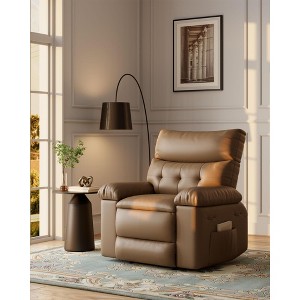 Oversized Wide Rocker Swivel Recliner Chair - PU Leather Large Manual Recliner for Adults, Comfort Lazy Chair with 1.5X Sponge Filling and Easy - 1 of 4