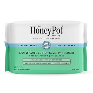 The Honey Pot Company 100% Organic Cotton Cover Cooling Herbal Infusion Regular Liners - 30ct - 1 of 4