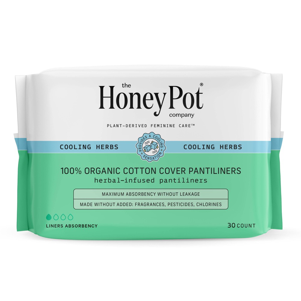 The Honey Pot Company 100% Organic Cotton Cover Cooling Herbal Infusion Regular Liners - 30ct