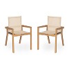 VYNXARIA Acacia Wood and Mesh Outdoor Dining Chairs ,Set of 2,Stylish Beige Mesh Seating with Teak Finish,Durable and Comfortable for Al Fresco Dining - 2 of 4