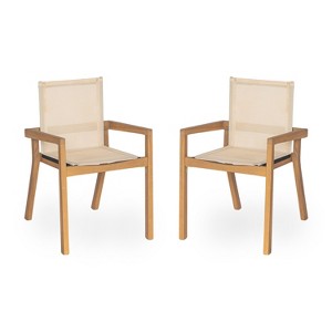 Dexmalle Set of 2 Patio Mesh Dining Chair,White - 1 of 4