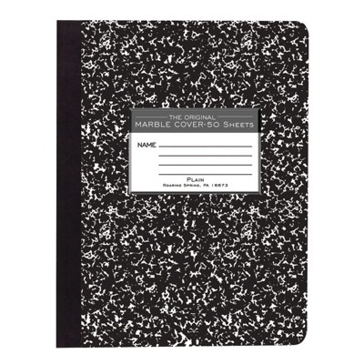 Roaring Spring Paper Products Composition Book, Unruled, 50 Sheets, 9.75" x 7.5" , Black Marble (Pack of 6)