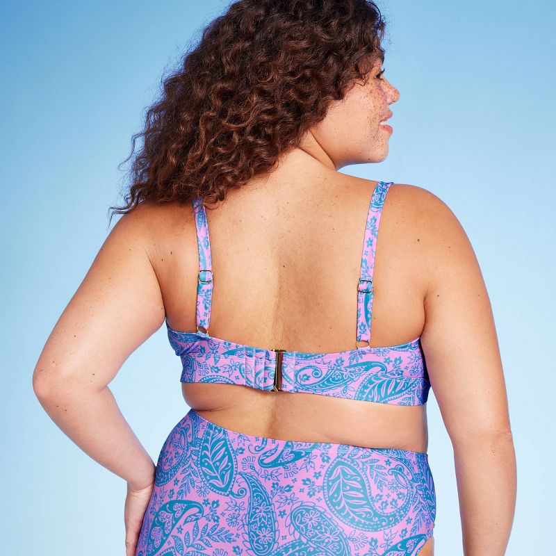 Women's Paisley Print Cut Out Bralette Bikini Top - Wild Fable™ Blue/Pink, 3 of 7