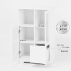 Homy Casa Decorative Storage Cabinet with Glass Doors and Open Shelves for Kitchen or Living Room, White - 4 of 4