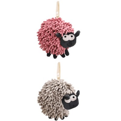 REGALWOVEN Cute Sheep Shape Chenille Soft Absorbent Hand Towels 2 Pcs