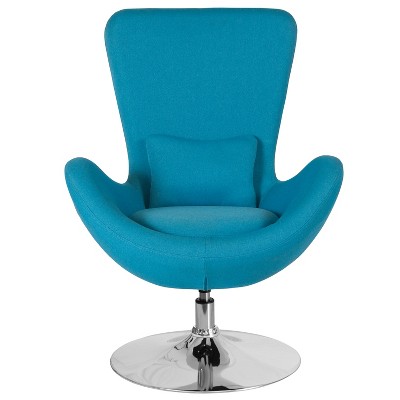 Aqua Fabric High Back Swivel Reception Chair with Chrome Base