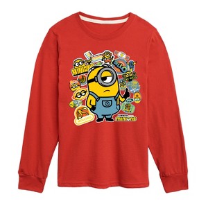 Boys' - Despicable Me Minions - Minion & Banana Stickers Long Sleeve Graphic T-Shirt - 1 of 4