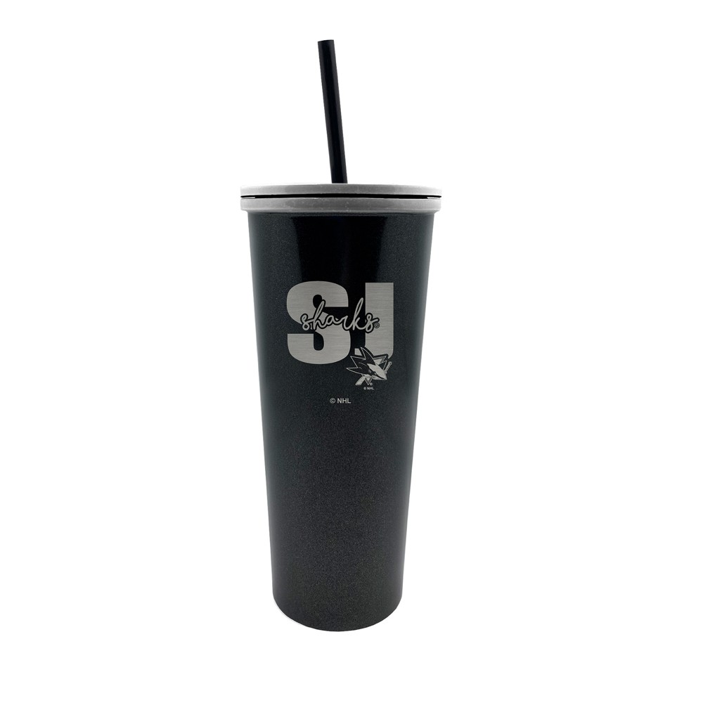 Photos - Glass NHL San Jose Sharks 24oz New Onyx Skinny Tumbler with Straw