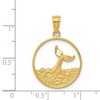 Black Bow Jewelry 14k Yellow Gold Breached Whale Tail Circle Pendant - 4 of 4