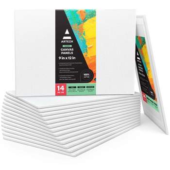 Arteza Canvas Panels, Classic, White, Rectangular, Multi Value Pack Multiple Sizes, Blank Canvas Boards for Painting - 28 Pack