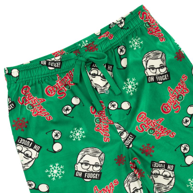 Men's Adult A Christmas Story Green Holiday Sleep Pants - Cozy Christmas Sleepwear, 3 of 4