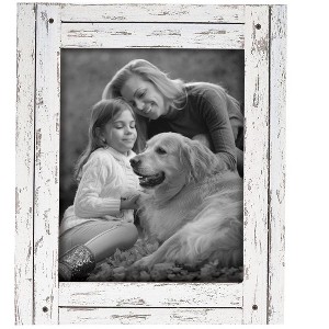 8x10 Heartland White Decorative Distressed Wood Photo Picture Frame w/ Glass Pane - 1 of 4
