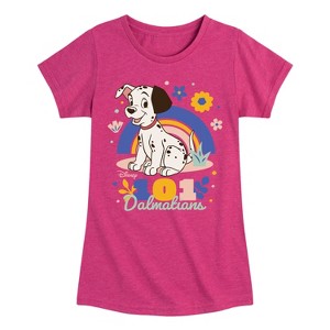 Girls' - 101 Dalmatians - Spring Flowers Fitted Short Sleeve Graphic T-Shirt - 1 of 3