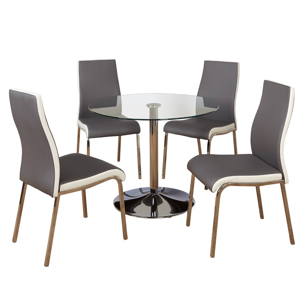 Photos - Dining Table 5pc Nora Round Pedestal Table Dining Set Gray/White - Buylateral