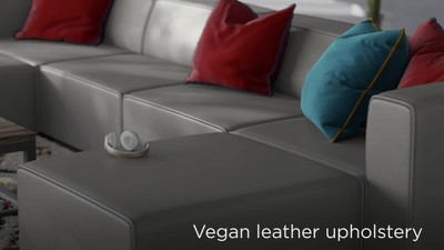 Expansive White Vegan Leather Left-Arm Chair with Elegant Piping