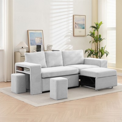HYLEORY Convertible L Shaped Couch Sofa Bed with Pull Out Bed, Sleeper Sofa with Reversible Chaise for Living Room, Apartment, Bedroom, Office