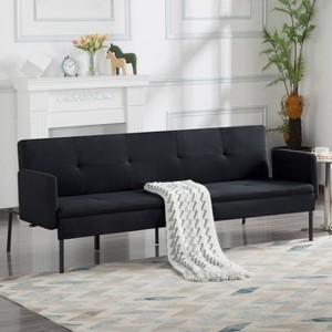 Oversart 74.8" Futon Sofa bed black - 1 of 1