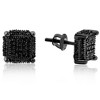 Pompeii3 1/2Ct Black Diamond Pave Square Earrings Screw Back Studs Black Gold 8.7mm - 2 of 3