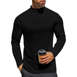 Ekouaer Men's Mock Turtleneck Long Sleeve Turtle Neck Tops Lightweight Undershirt Thermal Sweater Shirts - 1 of 4
