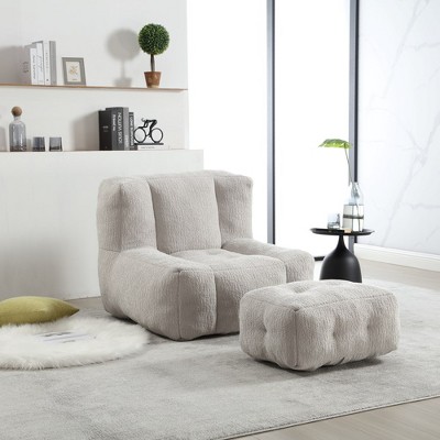 LOVMOR 19.3"Fluffy bean bag chair, comfortable bean bag for adults and children, super soft lazy sofa chair ,Black