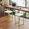 MAYEERTY Upholstered Velvet Bar Stools Set of 2 ¨C Modern Counter Height, Indoor Dining Chairs Gold creamy white - 2 of 4