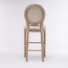 CIPACHO French Country Wooden Barstools With Upholstered Seating , Beige and Natural ，Set of 2 - 3 of 4