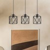 DORESshop 3-Light Black Industrial Island Pendant Light Fixtures, Linear Chandelier Hanging Light with Black Mesh Shade - 2 of 4