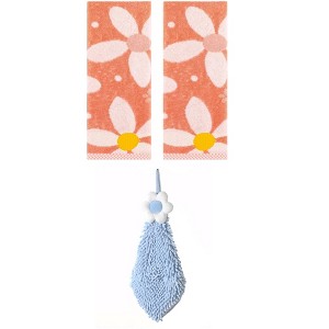 REGALWOVEN 3 Pcs Soft Absorbent Floral Pattern Bathroom Hand Towels - 1 of 4